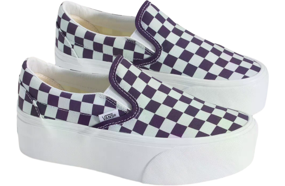 Vans Classic Slip-On Platform Checkerboard Checkerboard Mist Blue / Gothic Grape Purple