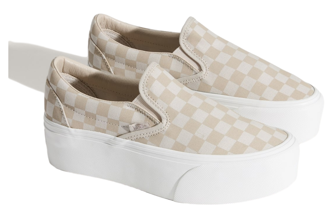 Vans Classic Slip-On Platform Checkerboard Checkerboard Mushroom Brown / Marshmallow White