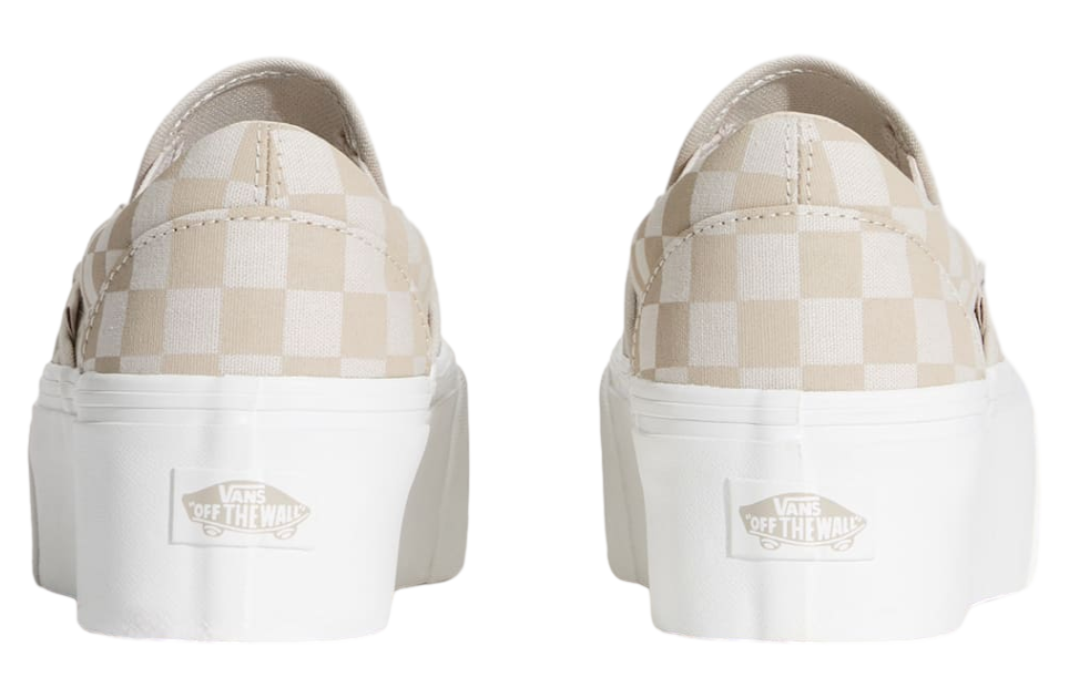 Vans Classic Slip-On Platform Checkerboard Checkerboard Mushroom Brown / Marshmallow White