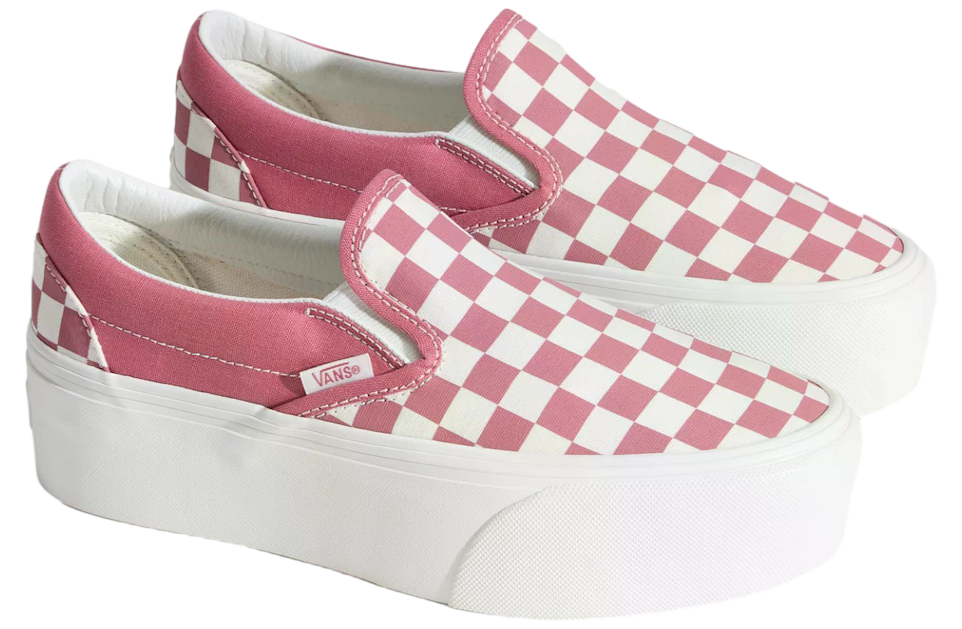 Vans Classic Slip-On Platform Checkerboard Mauvewood Pink / White