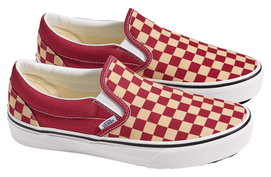 Vans Game Day Classic Slip-On Checkerboard Checkerboard Burgundy Red / Gold