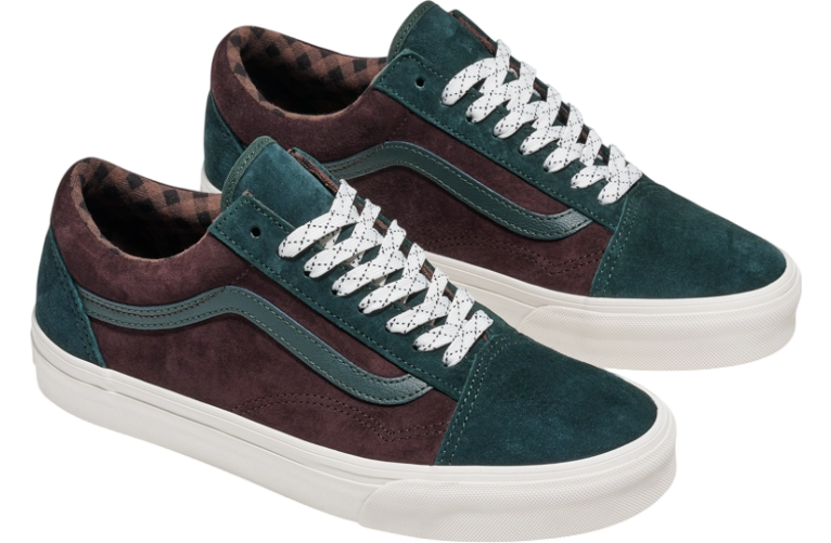 Vans Old Skool Pig Suede Plaid Scarab Green