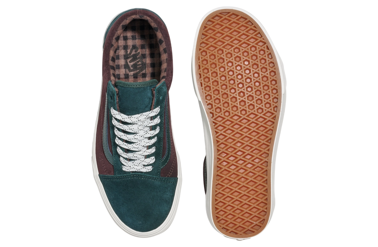 Vans Old Skool Pig Suede Plaid Scarab Green