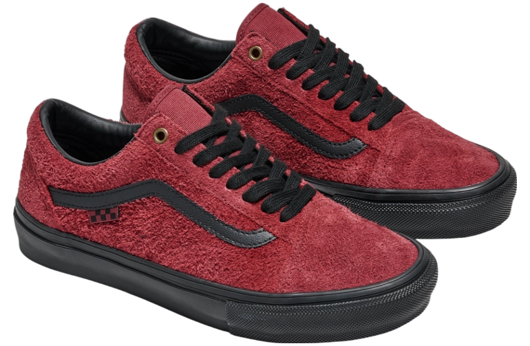 Vans Skate Old Skool Hairy Suede Black / Burgundy Red