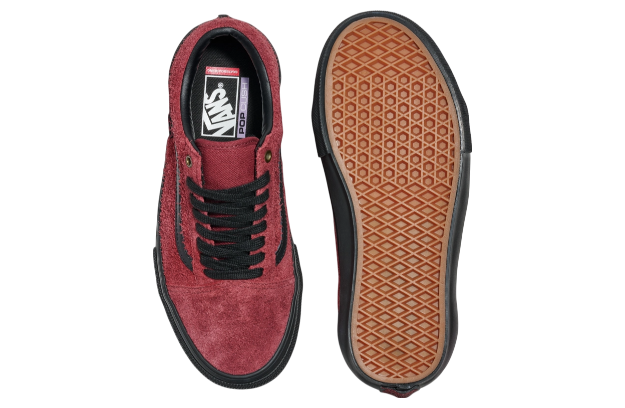 Vans Skate Old Skool Hairy Suede Black / Burgundy Red