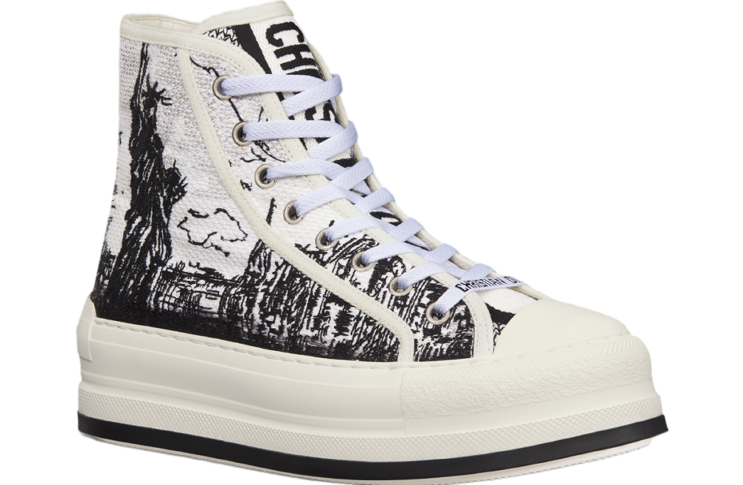 Walk n Dior High Platform WMNS Cotton Embroidered / White