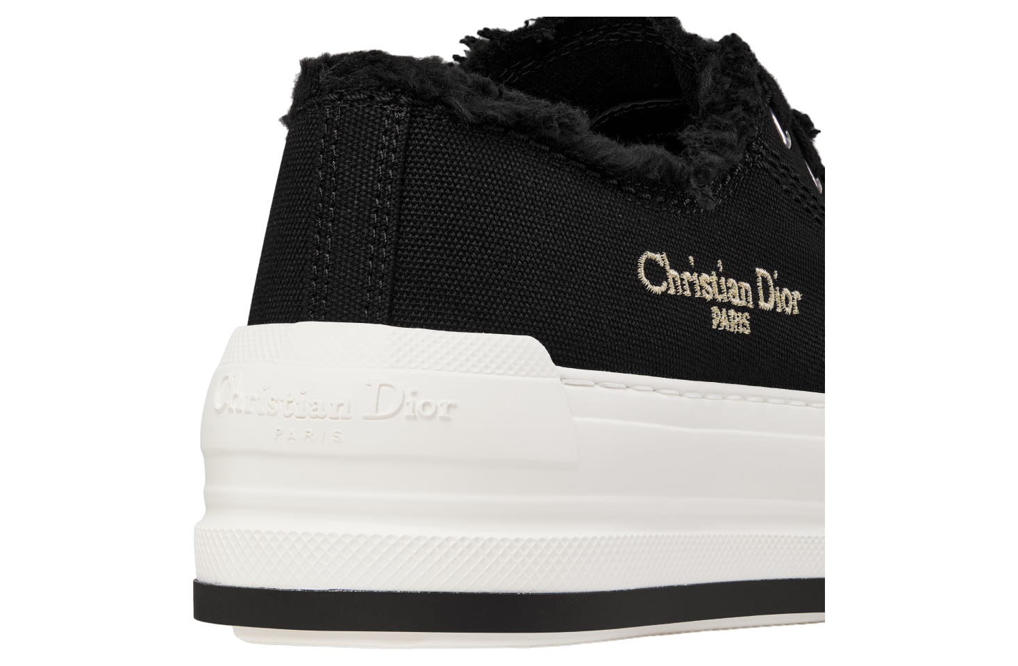 Walk n Dior Platform WMNS Black Fringed / Embroidered Cotton Canvas