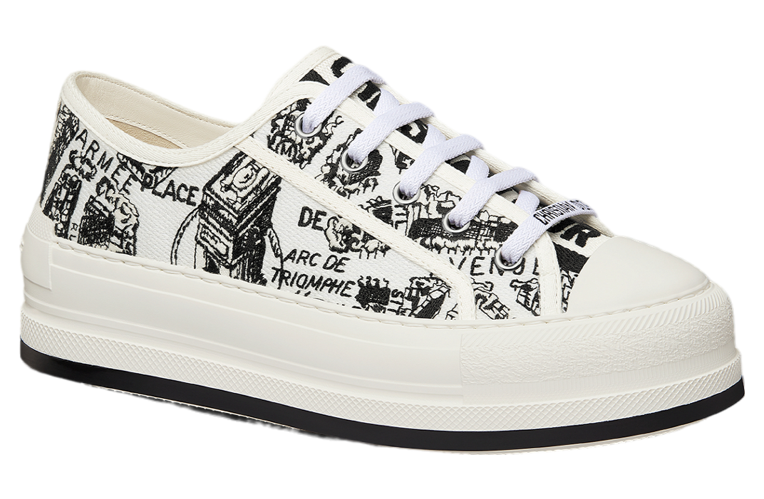 Walk n Dior Platform WMNS White / Black Cotton Embroidered