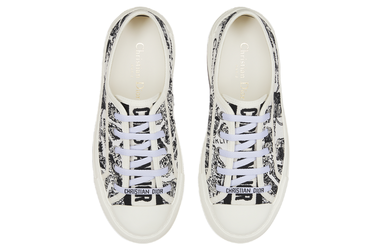 Walk n Dior Platform WMNS White / Black Cotton Embroidered