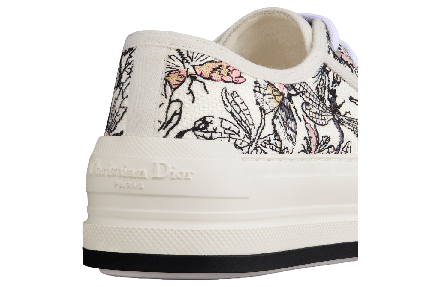 Walk n Dior Platform WMNS White Cotton Embroidered / Multicolor Libellule Camouflage Motif