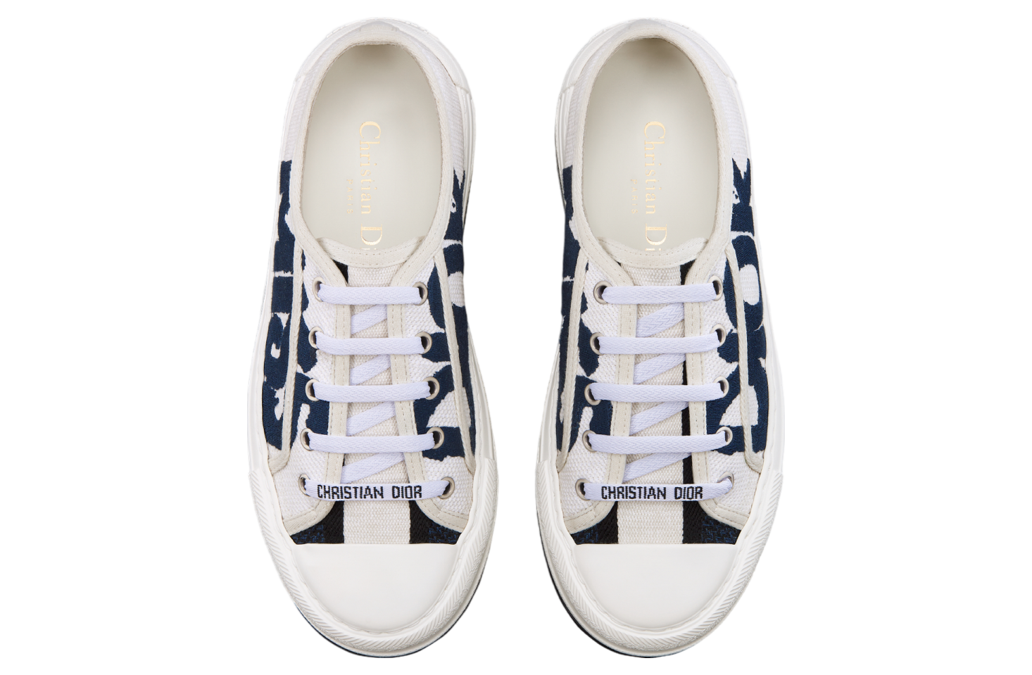 Walk n Dior Platform WMNS White / Deep Blue Embroidered Cotton