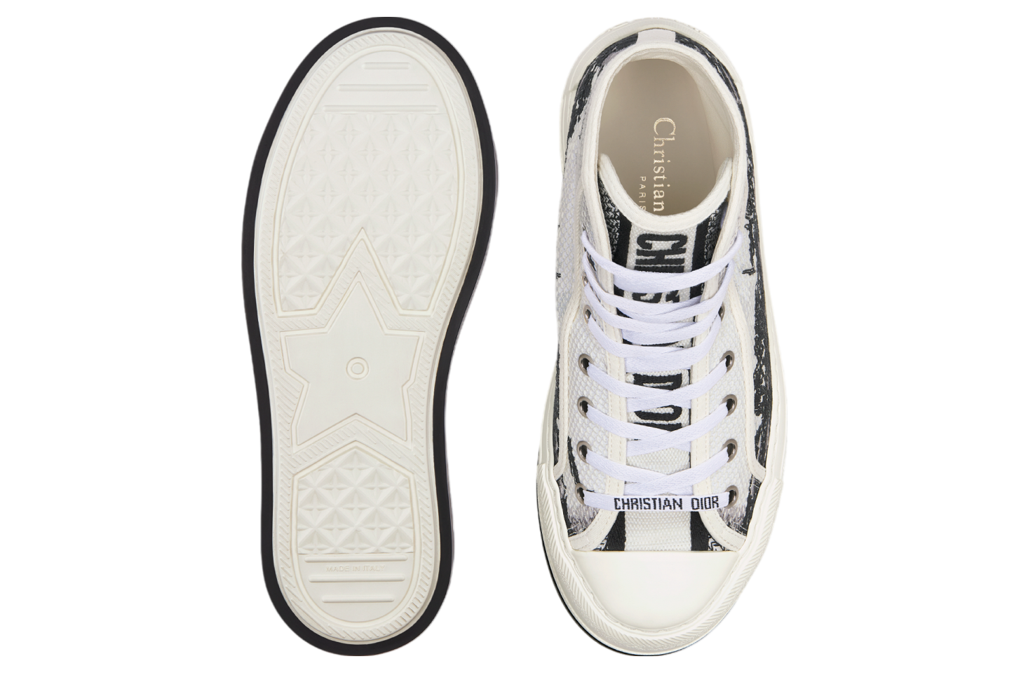 Walkndior High-Top Platform Cotton Embroidered / White (Paris)