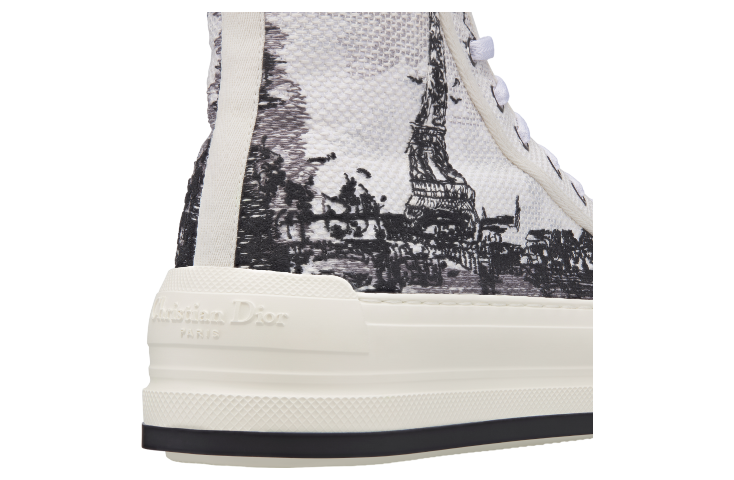 Walkndior High-Top Platform Cotton Embroidered / White (Paris)