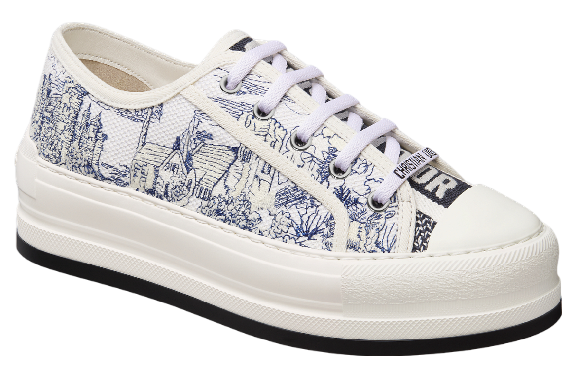 Walkndior Platform WMNS Deep Blue Cotton Embroidered / Toile De Jouy Scotland Motif