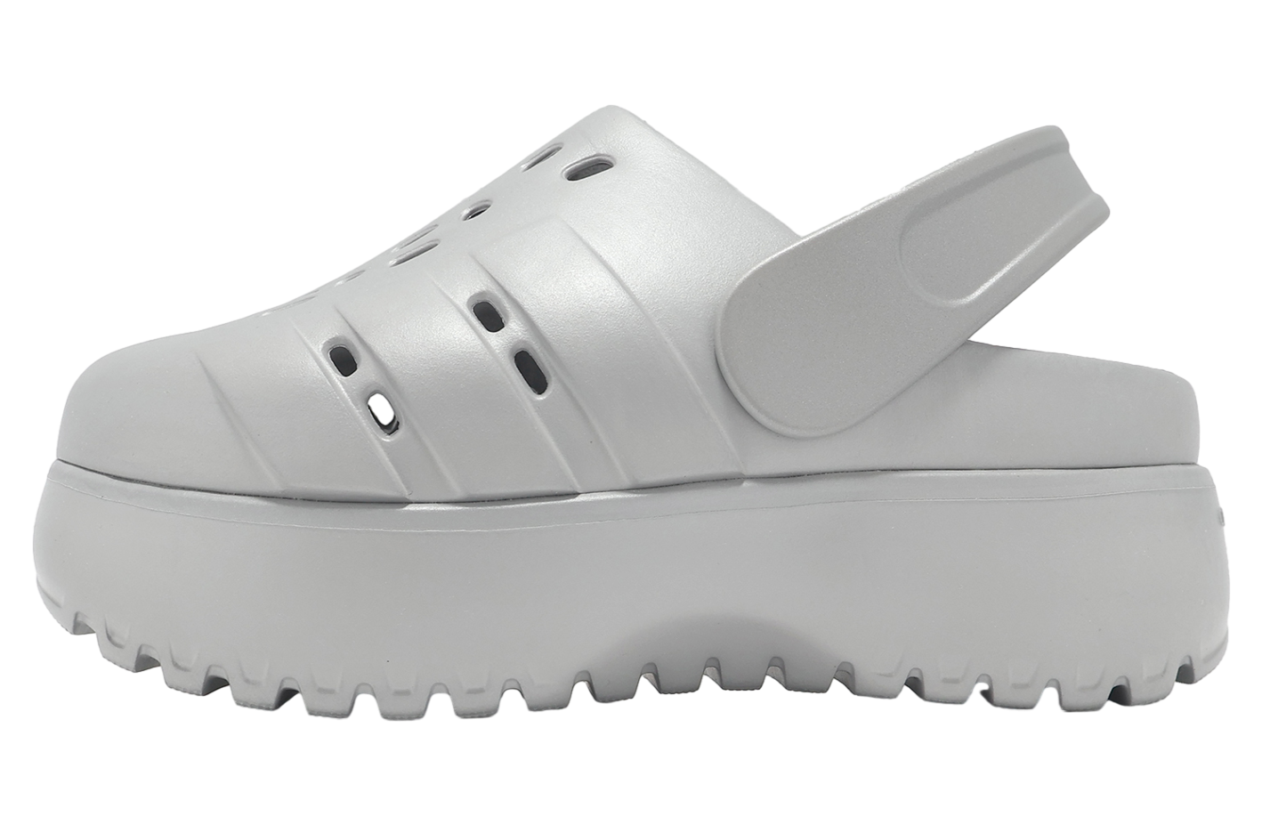 ■adidas■ Adilette Platform Clog Silver llic JQ9879 WMNS) adidas Adilette Clog Platform 'Silver Metallic' JQ9879