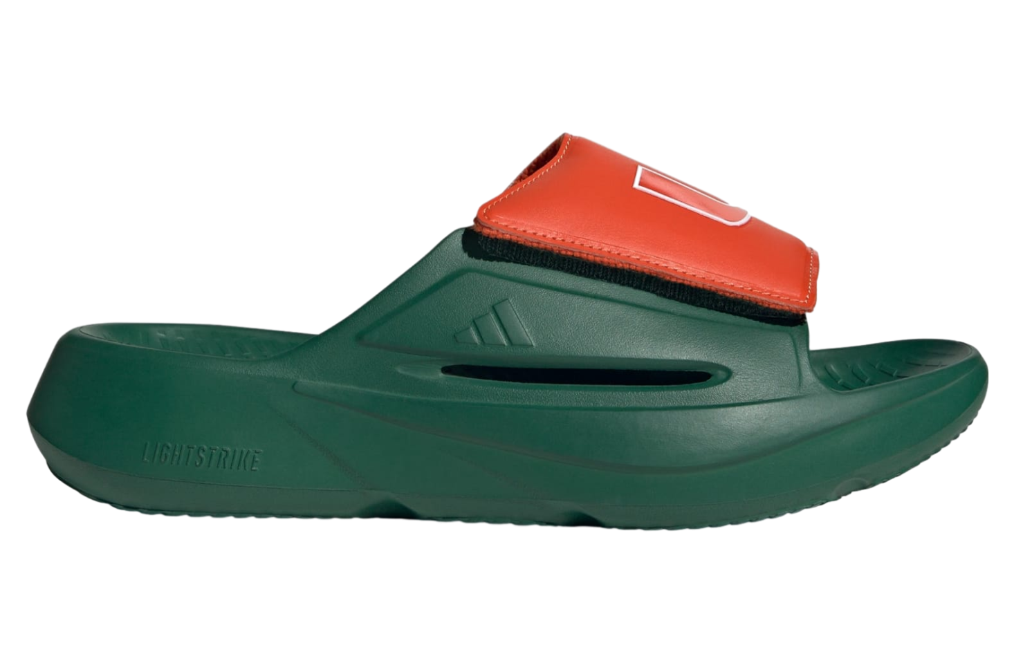 Adidas Miami Hurricanes Lightblaze Slide Dark Green / Collegiate Orange