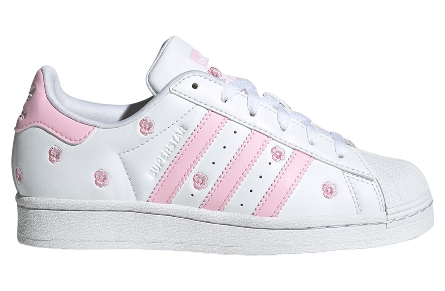 Adidas superstar white grey light pink best sale