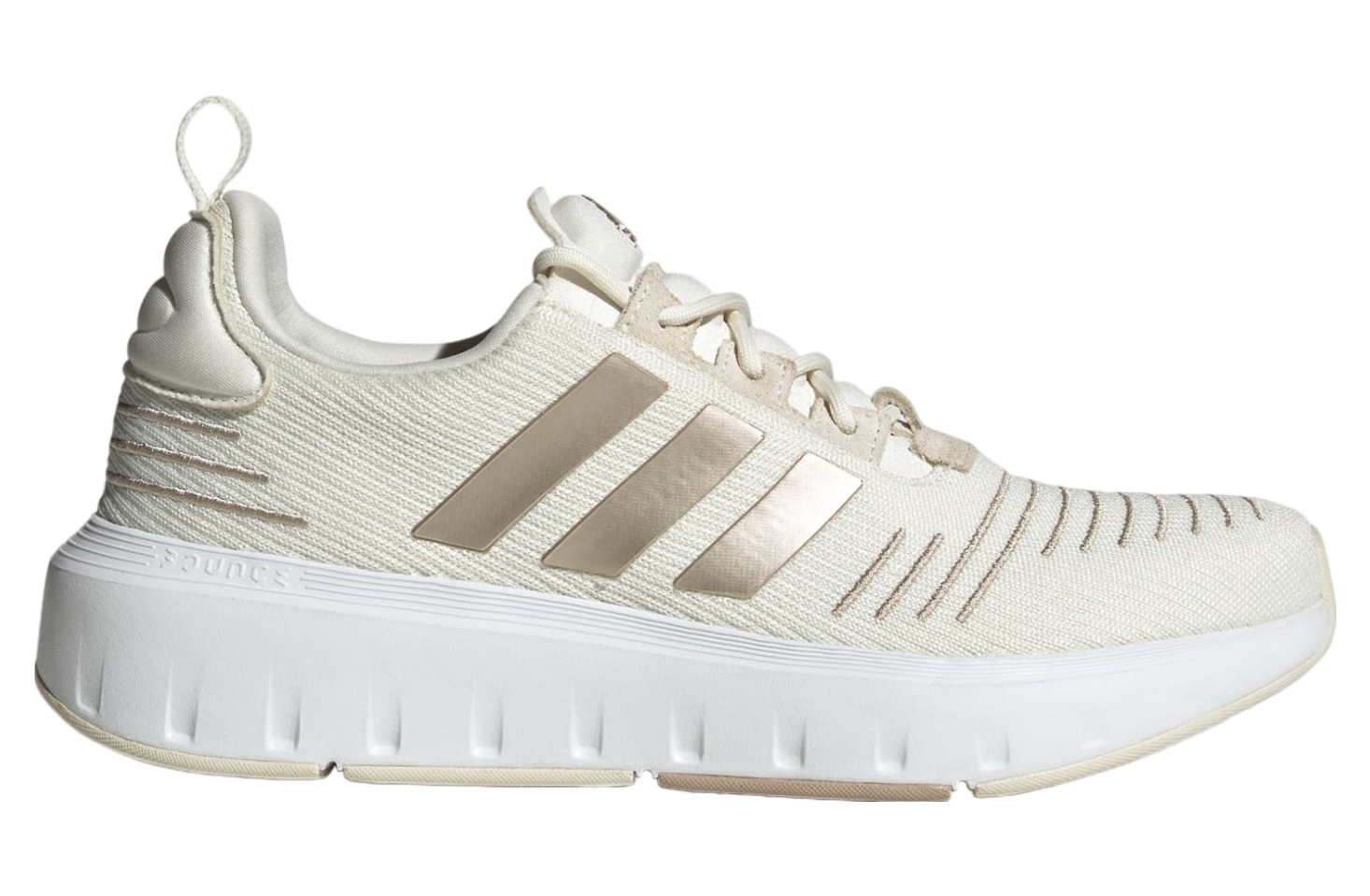 Adidas swift run white and gold hotsell