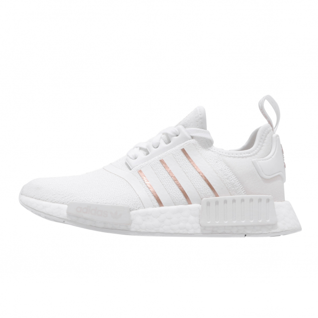 white and rose gold nmds