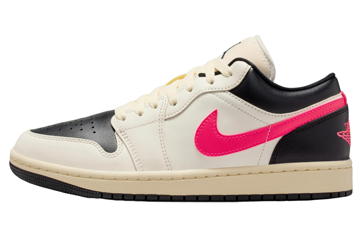 Air Jordan 1 Low Pale Ivory / Black / Racer Pink
