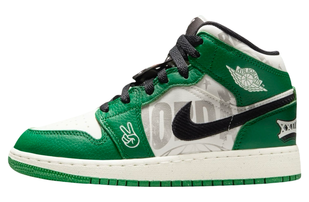 Air Jordan 1 Mid GS Pine Green / White