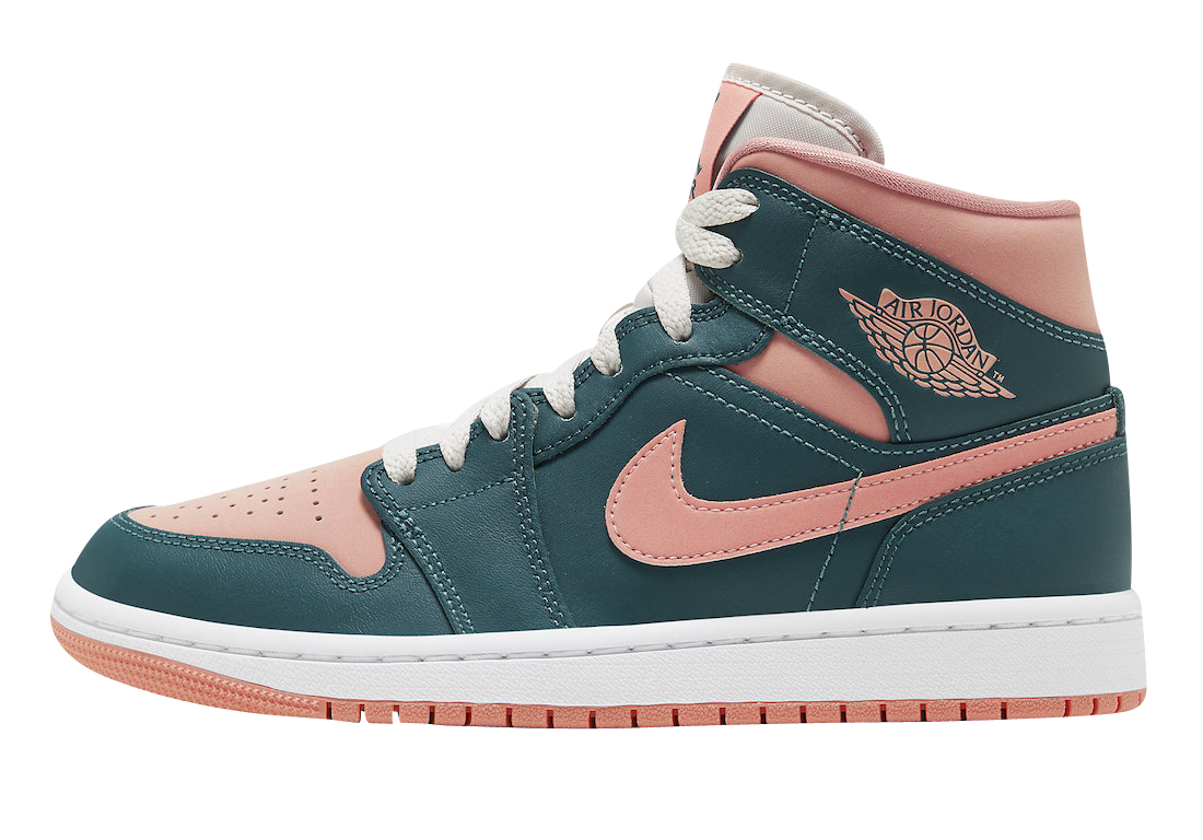 green air jordans with pink laces