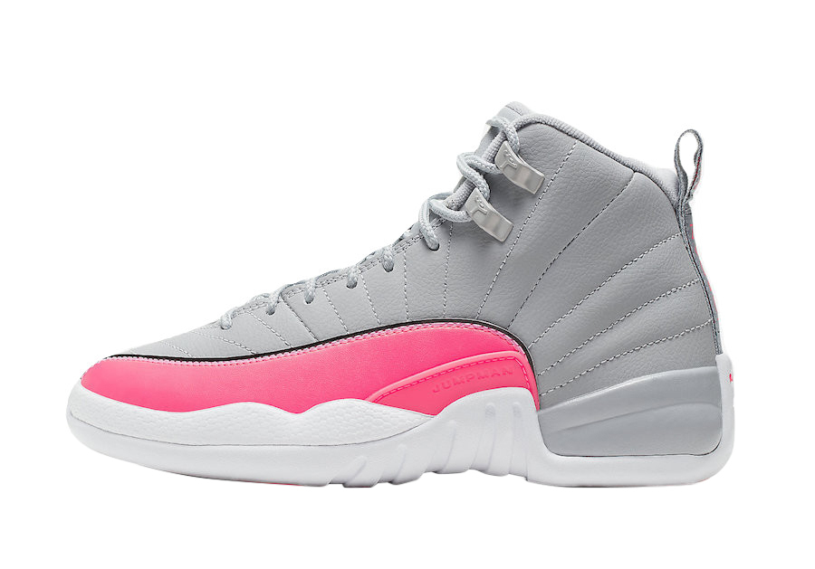 grey and pink jordan 12s