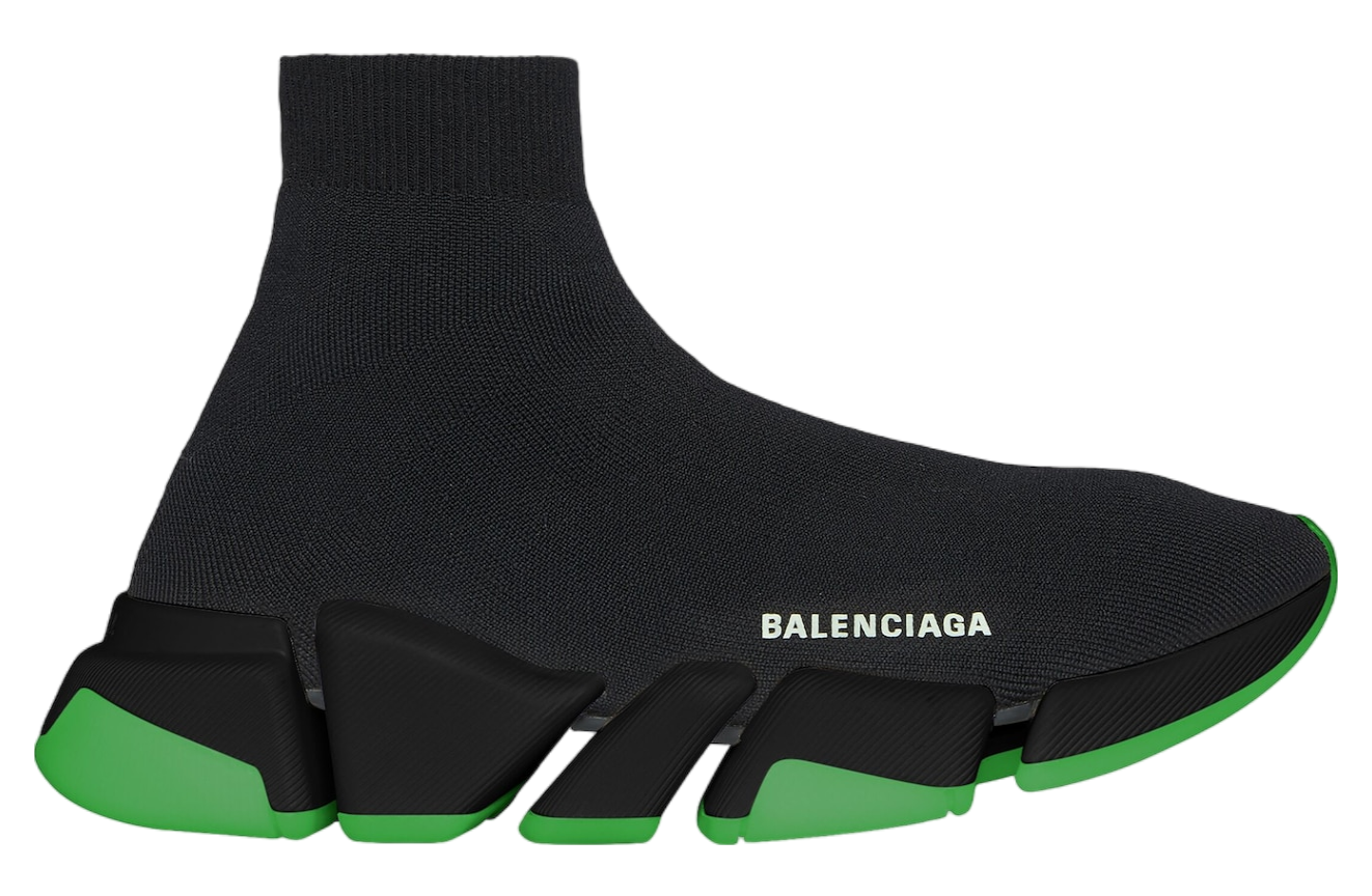 Balenciaga Speed 2.0 Clear Sole Recycled Knit Black / Green