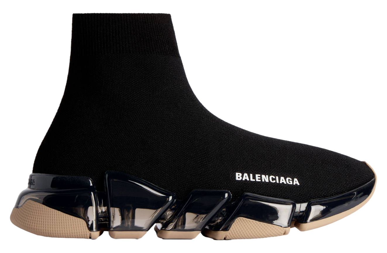 Balenciaga Speed 2.0 Full Clear Sole Recycled Knit Black / Beige