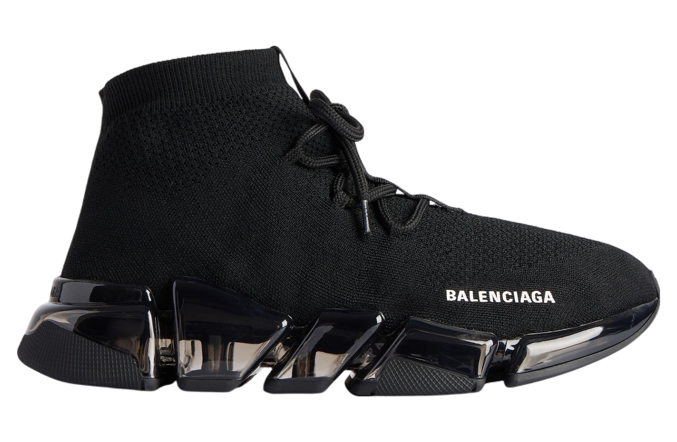 Balenciaga Speed 2.0 Lace Up Full Clear Sole Recycled Knit Black