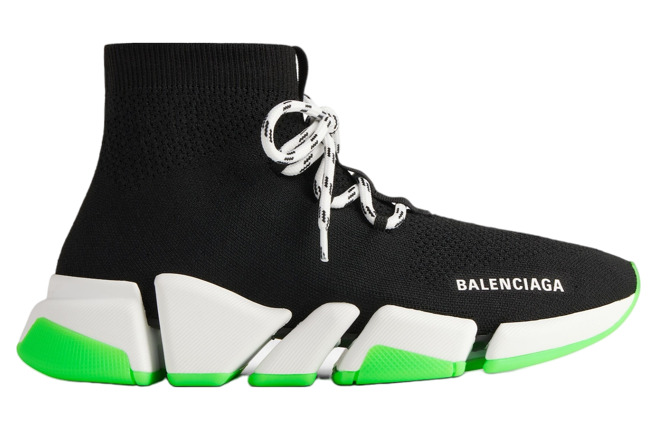 Balenciaga Speed 2.0 Lace-Up Recycled Knit Black / Green