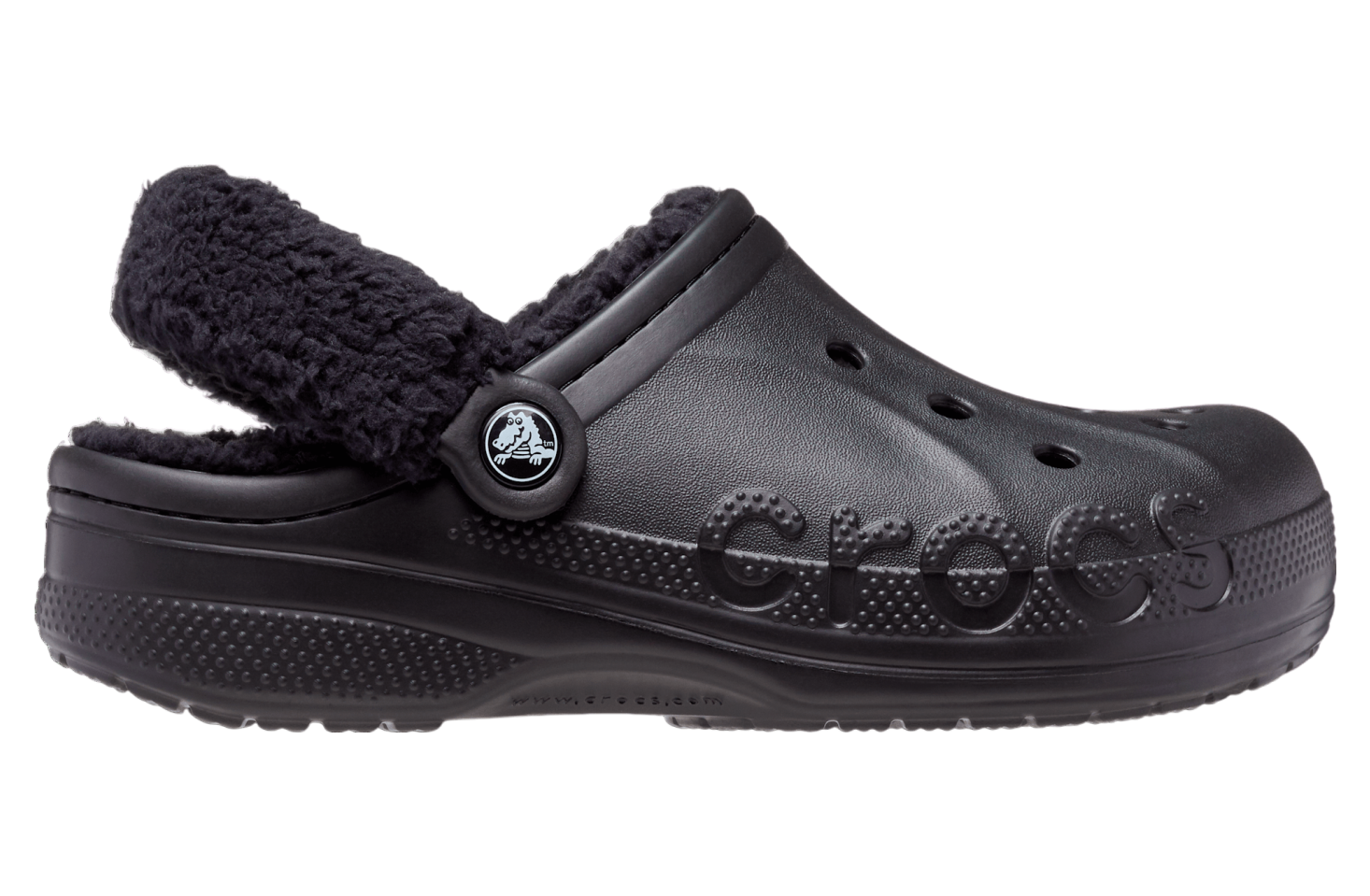 Crocs Baya Lined Fuzz-Strap Clog Black