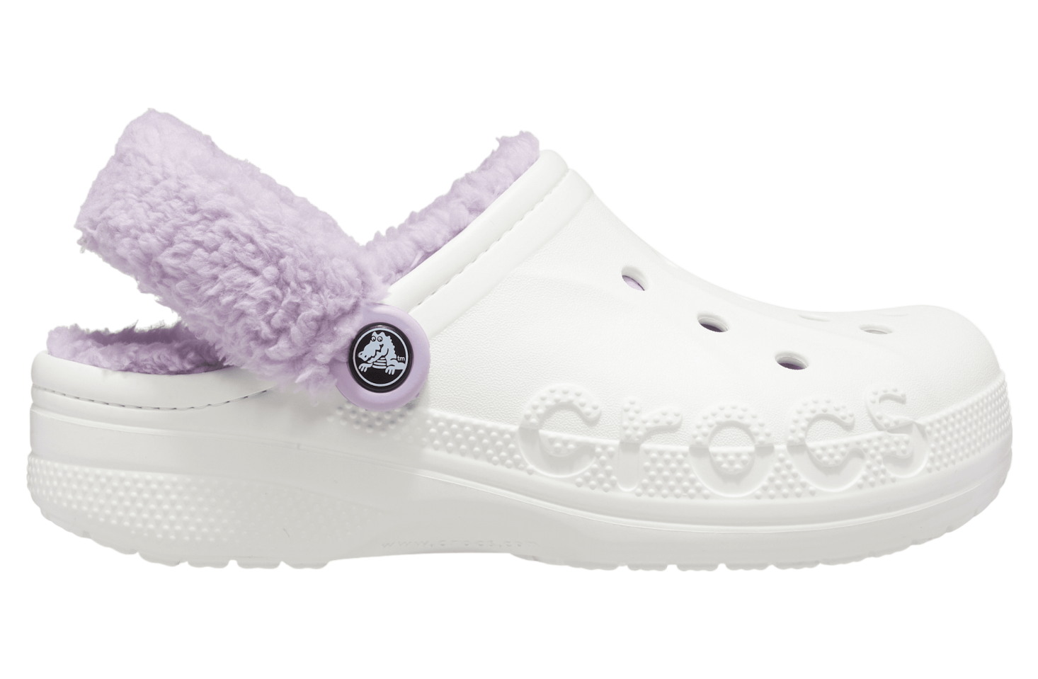 Crocs Baya Lined Fuzz-Strap Clog White / Lavender