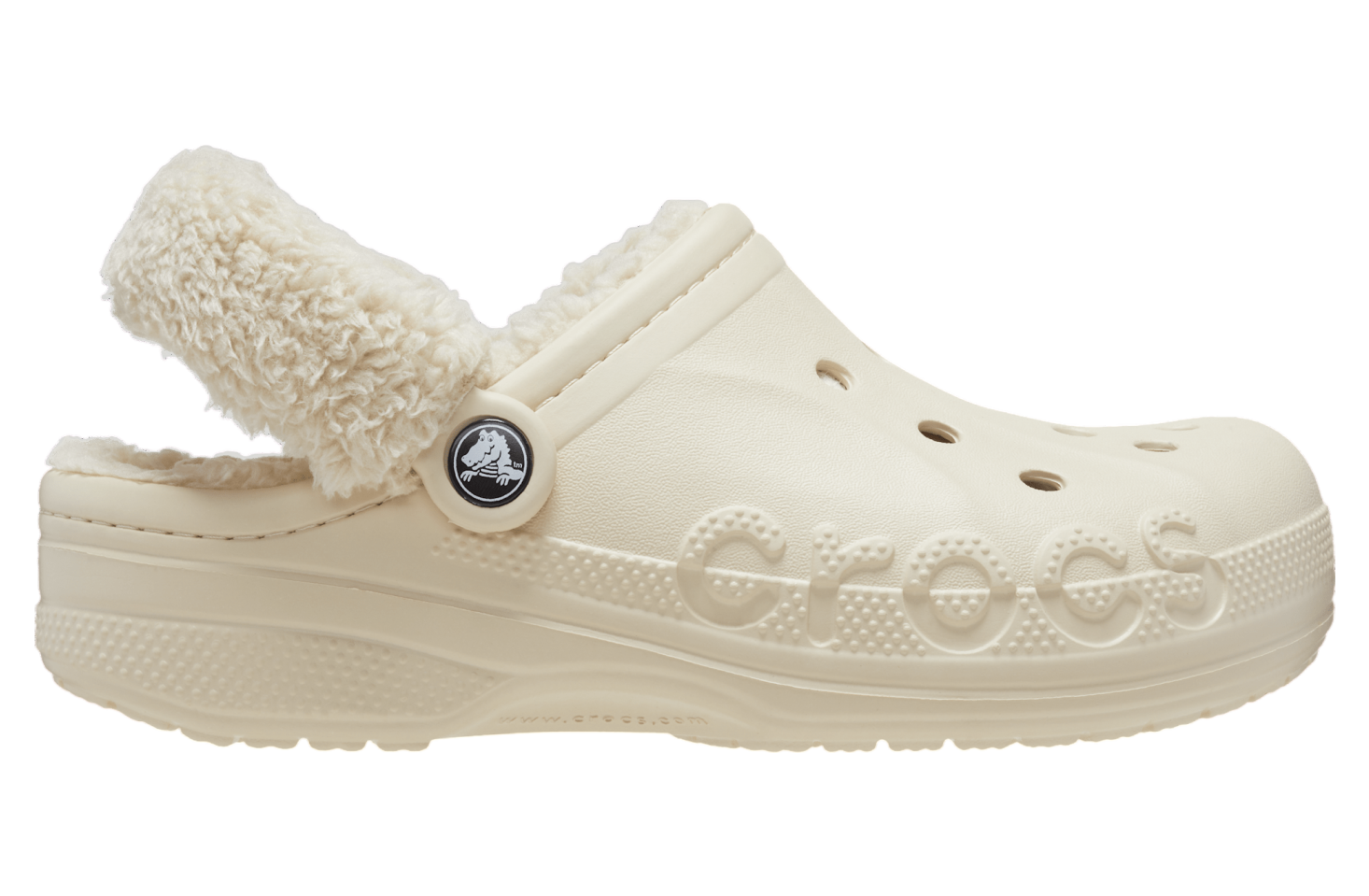 Crocs Baya Lined Fuzz-Strap Clog Winter White