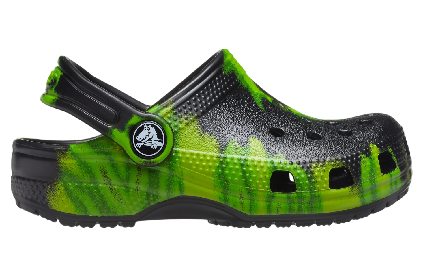 Crocs Classic Tie-dye Graphic Clog Gs Black / Lime Punch