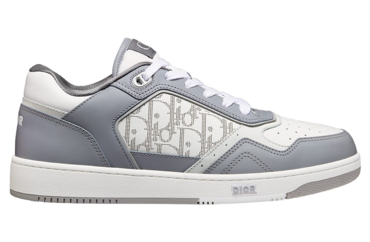 Dior B27 Low Gray Smooth Calfskin / White Oblique Galaxy Leather