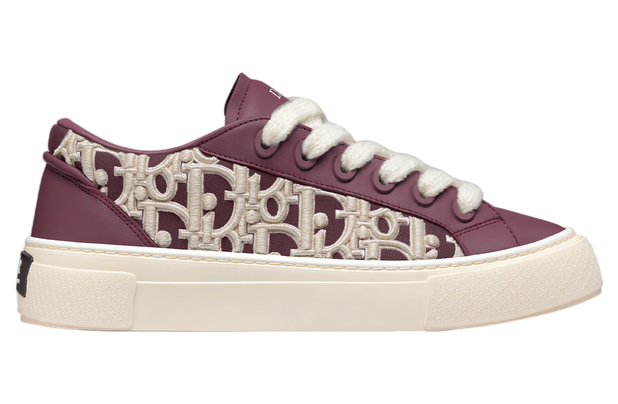 Dior B33 Sneaker Burgundy Smooth Calfskin / Cream Oblique Raised Embroidery