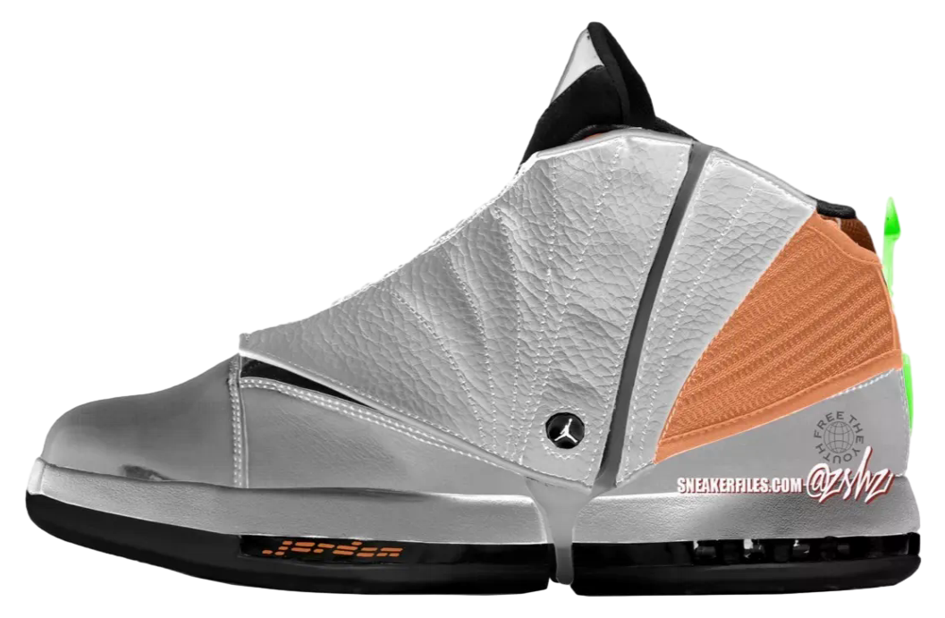 Free The Youth x Air Jordan 16 Metallic Silver / Picante Red
