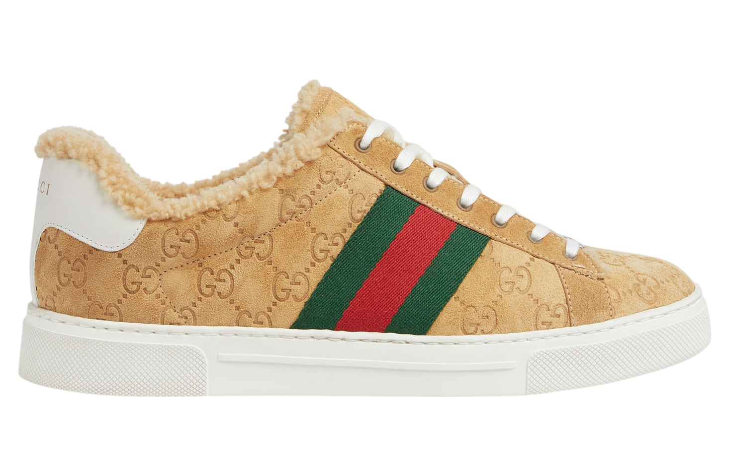 Gucci Ace Beige Gg Suede