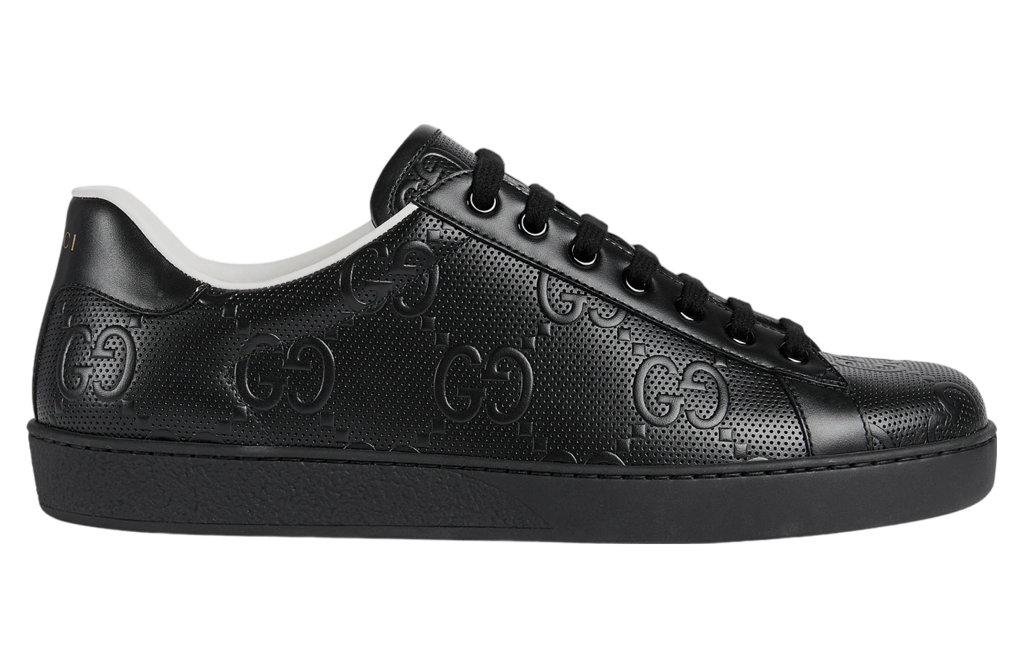 Gucci Ace GG Embossed Black Leather