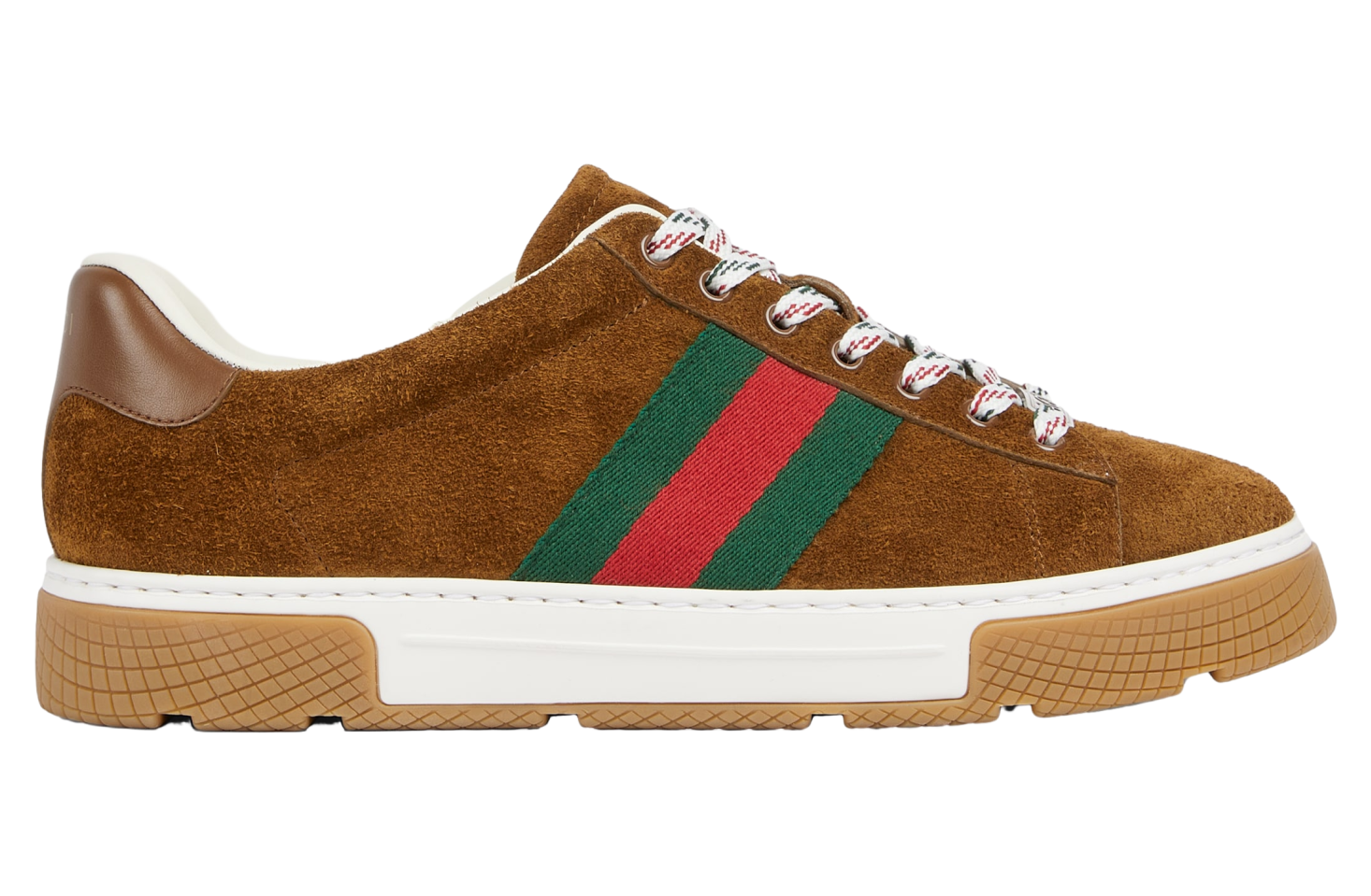 Gucci Ace With Web Brown Suede