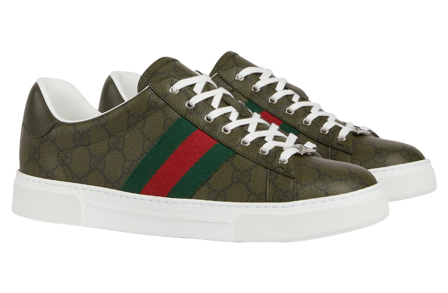 Gucci Ace With Web Dark Green Gg Supreme