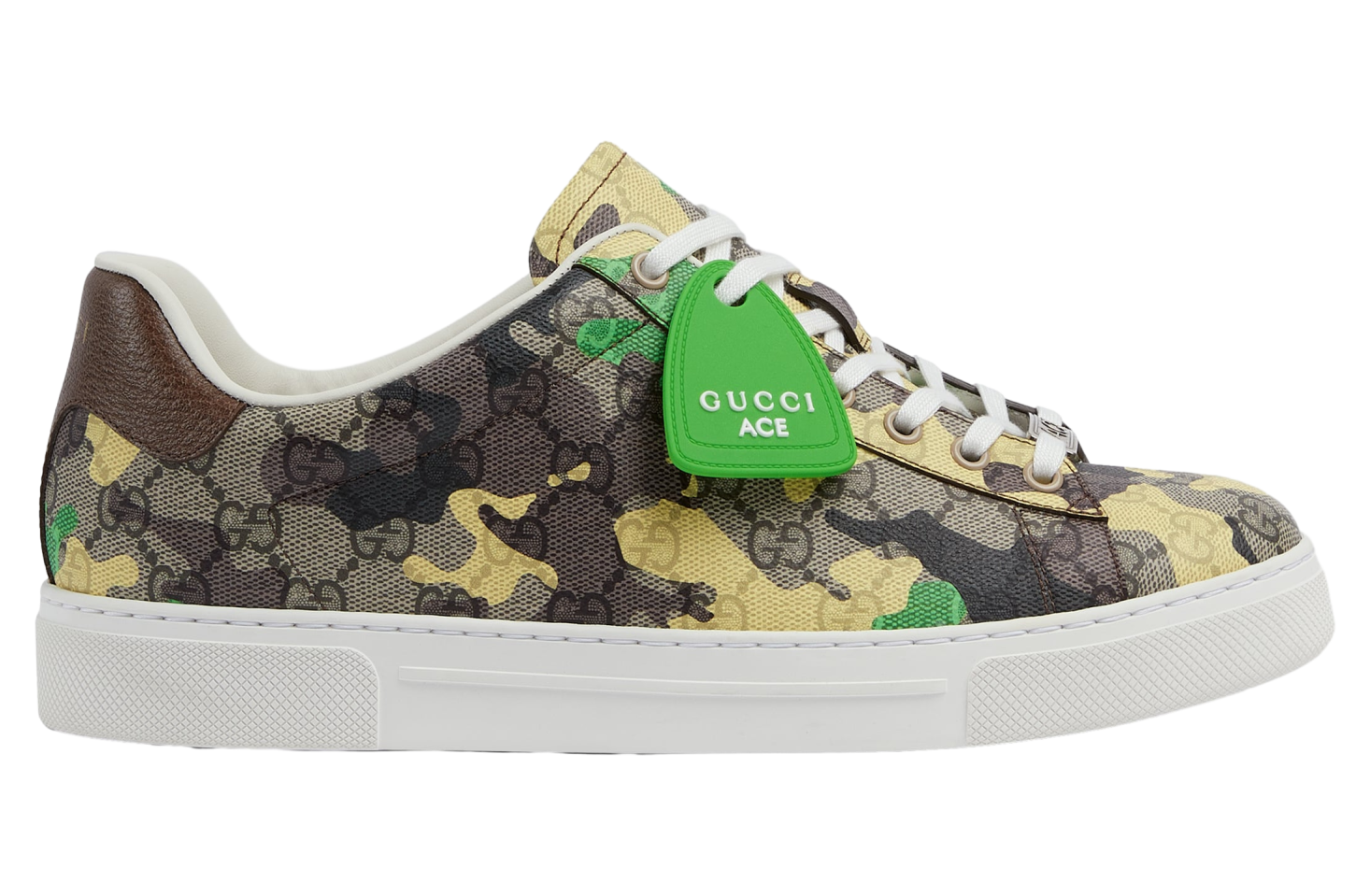 Gucci Ace With Web Green / Yellow Gg Fabric