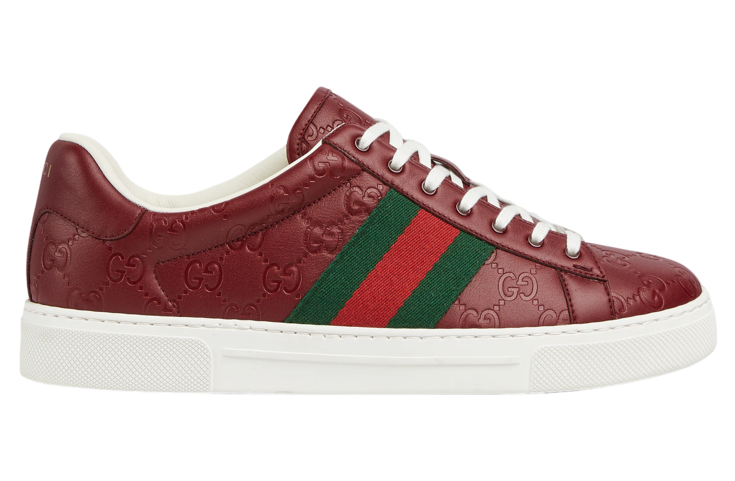 Gucci Ace With Web Rosso Ancora Leather