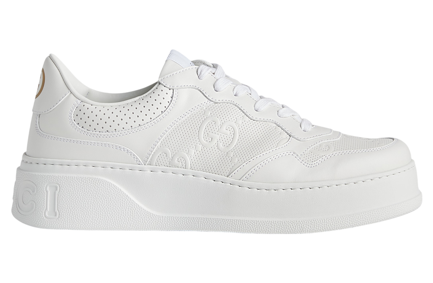 Gucci GG Embossed White Leather