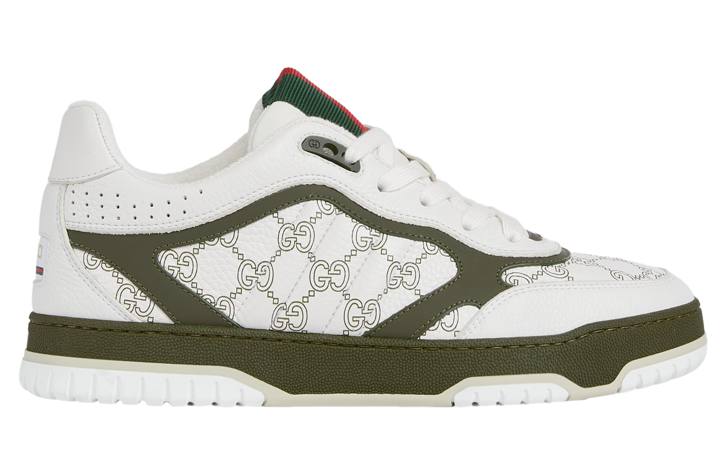 Gucci Re-Web White / Green Gg Leather