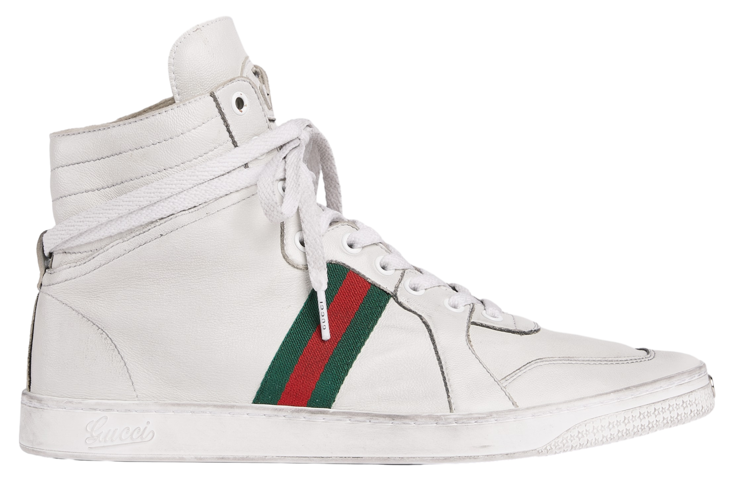 Gucci Stretch High White Leather