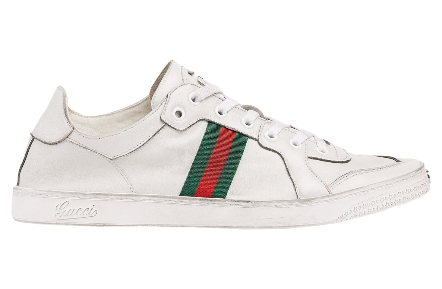 Gucci Stretch Low White Leather