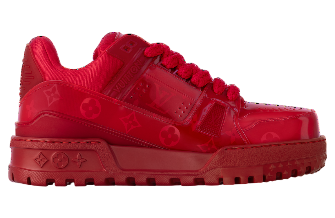 Louis Vuitton LV Trainer Maxi Red decorated with Monogram Flowers