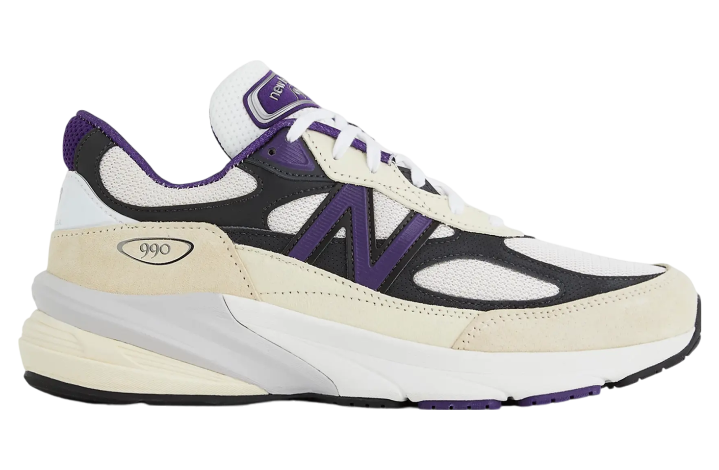 New Balance 990v6 White / Black Plum